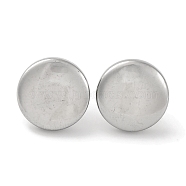 304 Stainless Steel Flat Round Stud Earrings, Silver, 15mm(EJEW-D281-26S)