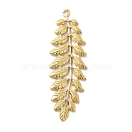 Ion Plating(IP) 304 Stainless Steel Big Pendants, Ears of Wheat Charm, Real 18K Gold Plated, 59.5x19x1.5mm, Hole: 2mm(STAS-B032-04G)