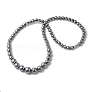 Terahertz Stone Round Beaded Necklaces for Women Men, 20.47 inch(52cm)(NJEW-A030-01)