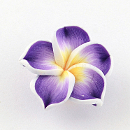 Handmade Polymer Clay 3D Flower Plumeria Beads, Dark Violet, 20x10mm, Hole: 2mm(X-CLAY-Q192-20mm-04)