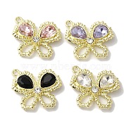 Butterfly Rack Plating Alloy Pendants, with Rhinestone, Cadmium Free & Nickel Free & Lead Free, Mixed Color, Golden, 21x23x4mm, Hole: 1.8mm(FIND-I039-30G)