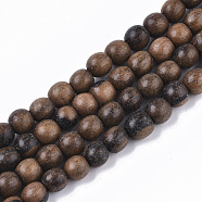 Undyed & Natural Ebony Wood Beads Strands, Waxed, Round, Saddle Brown, 8.5x8mm, Hole: 1.6mm, about 98pcs/strand, 31.10 inch(WOOD-T024-033)