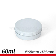 60ml Round Aluminium Tin Cans, Aluminium Jar, Storage Containers for Cosmetic, Candles, Candies, with Screw Top Lid, White, 7.1x2.5cm, capacity: 60ml(CON-WH0027-01A)