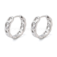 Brass Chain Charm Hoop Earrings for Women, Real Platinum Plated, 17x18.5mm(EJEW-F347-02P-02)