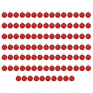 Alloy Enamel Pendants, Flat Round with Constellation, Light Gold, Red, Capricorn, 15x12x2mm, Hole: 1.5mm, 100pcs/Box(ENAM-SZ0001-28B-E)