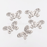 Alloy Rhinestone Multi-Strand Links, Cadmium Free & Lead Free, Butterfly, Platinum, 12x21x2mm, Hole: 1mm(X-ALRI-H044)