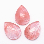 Watermelon Stone Glass Cabochons, teardrop, 25x18x7mm(X-G-E491-B-11)