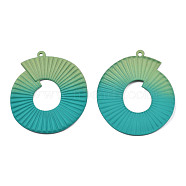 Spray Painted Iron Pendants, Round Ring, Dark Cyan, 47x40x2.5mm, Hole: 1.6mm(IFIN-N008-029A)