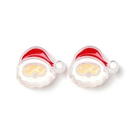 Christmas Decorations Theme Opaque Acrylic Bead with Enamel, White, Santa Claus, 21.5x25x8.5mm, Hole: 3.5mm(X-OACR-Z021-01I)