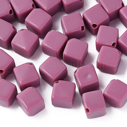Opaque Acrylic Beads, Cube, Flamingo, 13x14.5x14.5mm, Hole: 2mm, about 530pcs/500g(MACR-S373-135-A12)