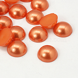 Half Round Domed Imitated Pearl Acrylic Cabochons, Orange Red, 4x2mm(OACR-H001-3D)