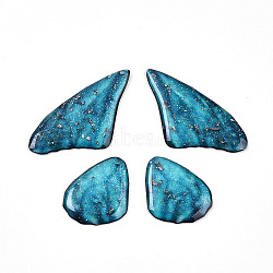 2 Pair 2 Sizes Epoxy Resin Butterfly Wing Pendants, with Silver Foil, for DIY Earrings Makings, Steel Blue, 23~39x19~20x2mm, Hole: 1mm, 2 Pair/Set(EJEW-TAC0021-03G-01)