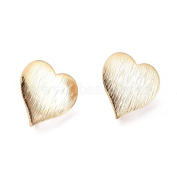 Brass Stud Earring Findings,  with Ear Nuts, Earring Backs & Loop, Heart, Real 18K Gold Plated, 19.5x19x0.7mm, Hole: 2.3mm, Pin: 0.9mm(KK-M211-04G)
