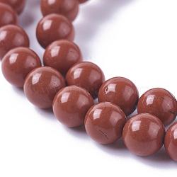 Natural Red Jasper Beads Strands, Round, Grade A, 6mm, Hole: 1mm, about 60pcs/strand, 15 inch(G-F348-01-6mm-A)