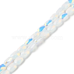 Transparent Electroplate Glass Beads Strands, AB Color, Faceted Rectangle, WhiteSmoke, 7x4.5x3.5mm, Hole: 1.2mm, about 77~71pcs/strand, 21.06''~22.44''(53.5~57cm)(GLAA-Q099-G01-05)
