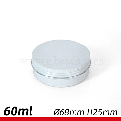 60ml Round Aluminium Tin Cans, Aluminium Jar, Storage Containers for Cosmetic, Candles, Candies, with Screw Top Lid, White, 7.1x2.5cm, capacity: 60ml(CON-WH0027-01A)