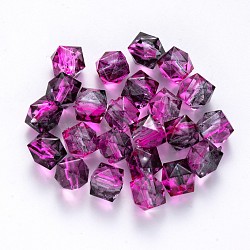 Two Tone Transparent Spray Painted Acrylic Beads, Polygon, Orchid, 10x10x9.5mm, Hole: 1.8mm, about 930pcs/500g(ACRP-T005-10mm-26F)