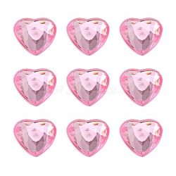 Imitation Taiwan Acrylic Rhinestone Cabochons, Flat Back & Faceted, Heart, Pearl Pink, 16x16x3mm(X-GACR-A025-16x16mm-03)
