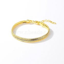 Brass Snake Chain Bracelets, Real 18K Gold Plated, 6-3/4 inch(17cm)(GY7677)
