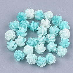 Synthetic Coral Beads, Dyed, Flower, Pale Turquoise, 6~7x6~7mm, Hole: 1.2mm(X-CORA-S027-30H)