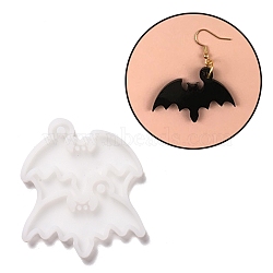 DIY Bat Pendants Silicone Molds, Resin Casting Molds, For UV Resin, Epoxy Resin Jewelry Making, Halloween Theme, White, 50x56x4mm, Hole: 3mm, Inner Diameter: 29x44mm(DIY-D060-16)