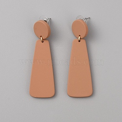 Acrylic Geometry Dangle Stud Earrings, Alloy Jewelry for Women, Camel, 55mm, Pin: 0.7mm(EJEW-WH0013-65C)