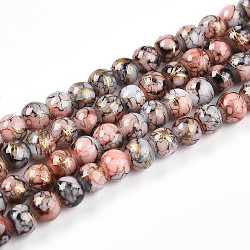 Baking Paint Glass Beads Strands, Drawbench Style, Round, Chocolate, 4~4.5mm, Hole: 0.8mm, about 201~209pcs/strand, 31.10~32.28 inch(79~82cm)(DGLA-N003-4mm-B05)