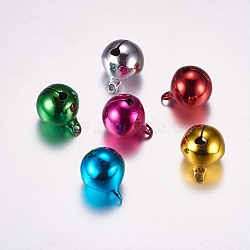 Vacuum Plating Brass Bell Pendants, Round, Mixed Color, 23x18mm, Hole: 3mm(KK-F725-02M)