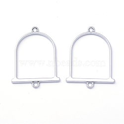 Matte Style Rack Plating Alloy Links, Open Back Bezels, For DIY UV Resin, Epoxy Resin, Pressed Flower Jewelry, Birdcage, Cadmium Free & Nickel Free & Lead Free, Matte Silver, 48x35.8x3.5mm, Hole: 3mm(PALLOY-S047-23B-FF)