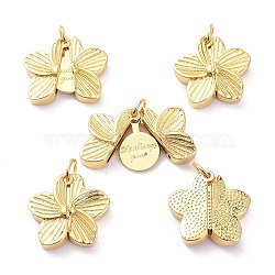 Brass Micro Pave Clear Cubic Zirconia Openable Pendants, Long-Lasting Plated, Flower, Real 18K Gold Plated, 22x23x6.5mm, Hole: 5.5mm(KK-D004-10G)