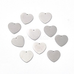 304 Stainless Steel Pendants, Double Side Drawbench, Stamping Blank Tag, Heart, Stainless Steel Color, 17x18x1mm, Hole: 1.2mm(STAS-F271-06D-P)