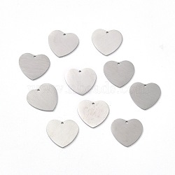 Tarnish Resistant 304 Stainless Steel Pendants, Double Side Drawbench, Stamping Blank Tag, Heart, Stainless Steel Color, 17x18x1mm, Hole: 1.2mm(STAS-F271-06D-P)