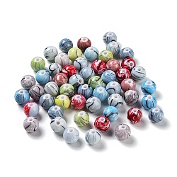 Opaque Acrylic Beads, Round with Wave Pattern, Mixed Color, 11.5x11mm, Hole: 2.5mm, about 561pcs/500g(OACR-A027-14)