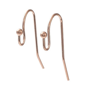 Ion Plating(IP) 316 Stainless Steel Earring Hooks, Ear Wire, Rose Gold, 21x12x2mm, 20 Gauge, Pin: 0.8mm