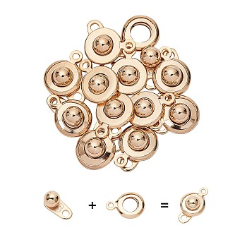 304 Stainless Steel Snap Clasps, Golden, 15x9x5mm, Hole: 1.5~1.8mm, 12sets/box