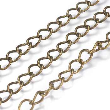 Iron Twisted Chains, Unwelded, with Spool, Oval, Antique Bronze, 8x6x1mm, about 164.04 Feet(50m)/roll
