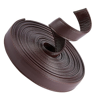 Flat PU Imitation Leather Cord, for Bag Decor, Coconut Brown, 20x2~2.5mm