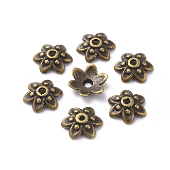 Tibetan Style Bead Caps, Lead Free, Cadmium Free and Nickel Free, Antique Bronze, 9x3mm, Hole: 1mm