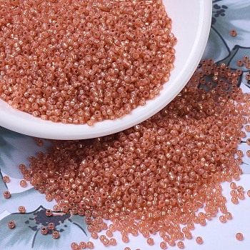 MIYUKI Round Rocailles Beads, Japanese Seed Beads, 11/0, (RR553) Dyed Dark Peach Silverlined Alabaster, 11/0, 2x1.3mm, Hole: 0.8mm, about 5500pcs/50g