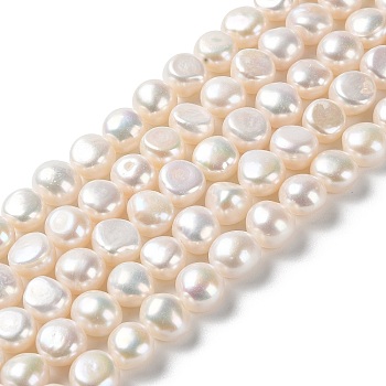 Natural Cultured Freshwater Pearl Beads Strands, Two Sides Polished, Grade 6A+, PapayaWhip, 9~12x7~8.5mm, Hole: 0.6mm, about 38pcs/strand, 14.57~14.76 inch(37~37.5cm)