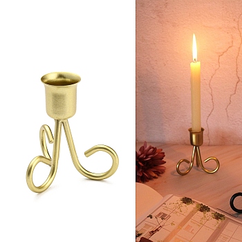 Iron Art Candle Holders, Candlestick, Light Gold, 8.45x7.35x4.8cm, Inner Diameter: 2.3cm