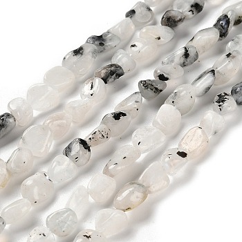 Natural Rainbow Moonstone Beads Strands, Nuggets, Tumbled Stone, 7~13x4.5~10x4.5~10mm, Hole: 1.2mm, about 44~46pcs/strand, 15.08''~16.14''(38.3~41cm)