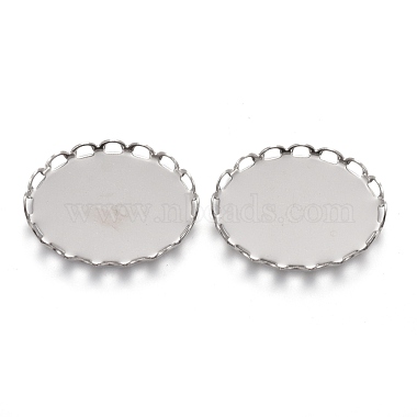 Stainless Steel Color Oval 304 Stainless Steel Cabochon Settings