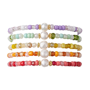 Mixed Color Round Pearl Bracelets