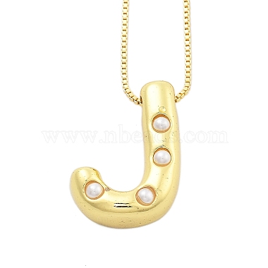 White Letter J Brass Necklaces