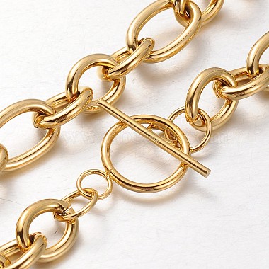 304 Stainless Steel Rolo Chain Necklace(BJEW-L399-03G)-2