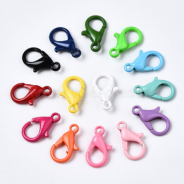 40Pcs Spray Painted Eco-Friendly Alloy Lobster Claw Clasps(PALLOY-YW0001-24-NR)-2