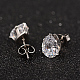 Teardrop 304 Stainless Steel Cubic Zirconia Pendant Necklaces and Stud Earrings(SJEW-D069-01)-5