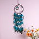 Iron & Synthetic Turquoise Woven Web/Net with Feather Pendant Decorations(PW-WG51331-01)-3