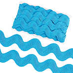 10 Yard Polyester Wavy Fringe Trim Ribbon, Wave Bending Lace Trim, Sky Blue, 38~40mm(SRIB-GF0001-38C)